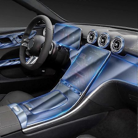 2025 Bil Interiör Mittkonsol Transparent T Skyddsfilm Anti-repor Film, för Mercedes-Benz C-klass W206