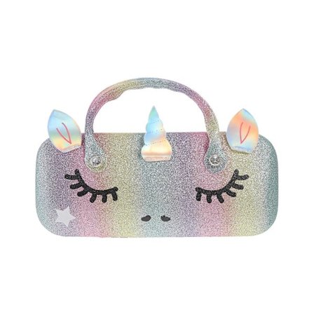 Kreativt Bærbart Brilleetui Børn Læder Brilleopbevaringsboks med Håndtag[D]