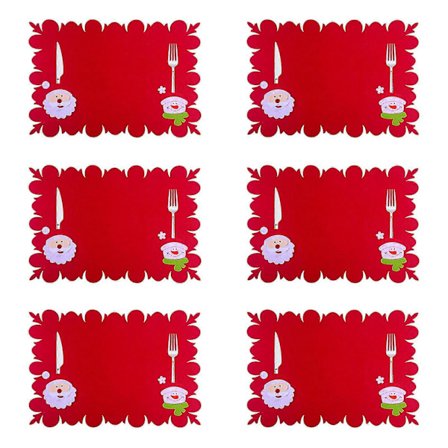 6 st Jul Skål Knivar Gaffel Bordstablett Tecknad Jultomte Snögubbe Gran Helg Bordsmatta Julmiddag Fest Köksbordsdekoration