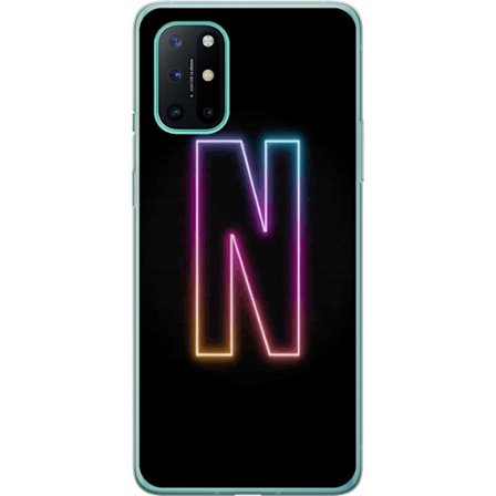 Kompatibelt Mobilskal till OnePlus OnePlus 8T Minimalistisk neonbokstav N i färgskiftande ljus mot svart bakgrund