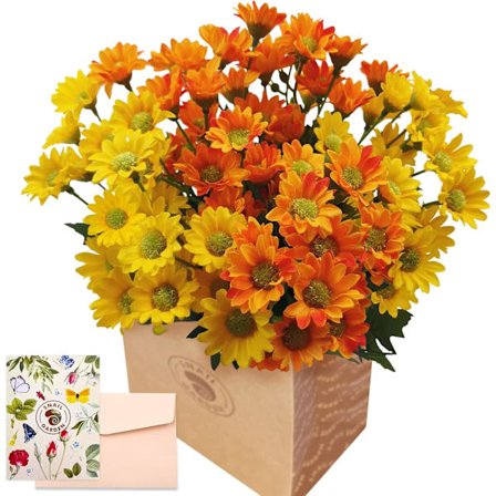 4 stk. Kunstig Tusenfryd, 84 Hoder Falske Villblomster i Silke, Bukett med Falske Tusenfrydblomster i Plast (Gul+Oransje)