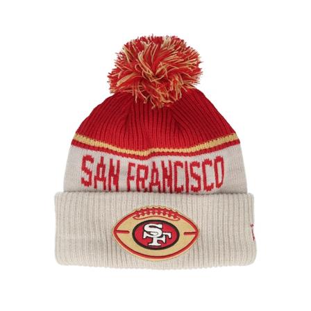 New Era - MLB Beige pom Bonnet - San Francisco Giants NFL24 Sideline His Sportknit Stone/Red Pom @ Hatstore