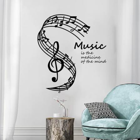 Musiknode Vægklistermærker, 30 x 33cm Musikfaner, Sort Type Musik