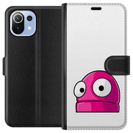 Yhteensopiva Lompakkokotelo Xiaomi Xiaomi Mi 11 Lite Pinkki sarjakuvahahmo suurilla silmillä leikkisässä ja humoristisessa tyylissä