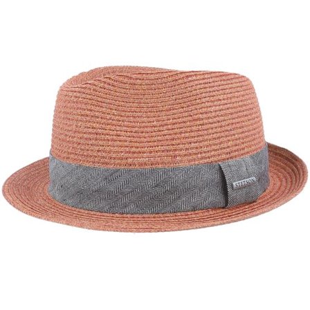 Stetson - Orange trilby Hatt - Toyo Hawaiian Sunset Straw Hat Trilby @ Hatstore