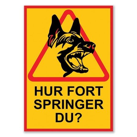 HUR FORT SPRINGER DU? Kyltti / Koirakyltti / Varoituskyltti / A4
