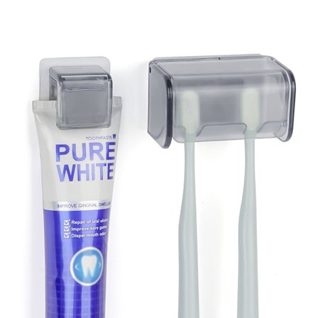 Vægmonteret tandbørsteholder til badeværelse med låg, to tandbørsteopbevaringsbokse til brusebad, selvklæbende tandbørsteholder med tandpastaklemme.