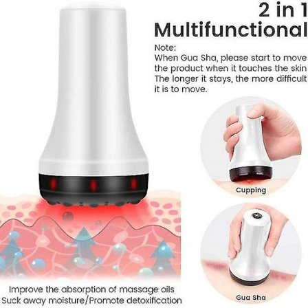 Elektrisk sugkopp - röd, Gua Sha-massageapparat, Cellublue-anti-cellulitmassageapparat, främjar blodcirkulationen, slappna av och lindra LZF