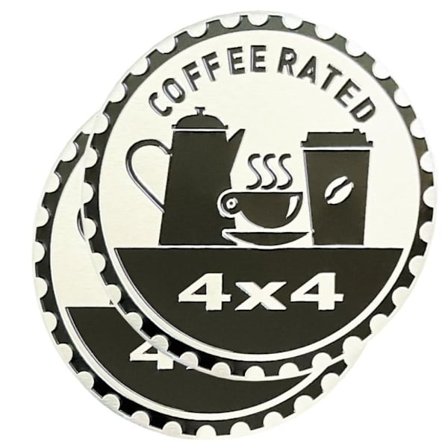 2 stk kaffemærke vurderet bilemblem 4 x 4 metal bilmærke