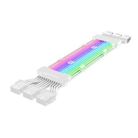 PC-Kabinett-PSU Forlengelse RGB Kabel 24Pin PCI-E GPU 8PinX2.8PinX3 Neon-Farge Linje ARGB Streamer-Overføringsadapter 5V3Pin Hvit