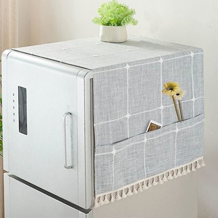 Skyddande dammskydd för tvättmaskin kylskåp bomullslinnetyg (blågrå, 60 * 140 cm)