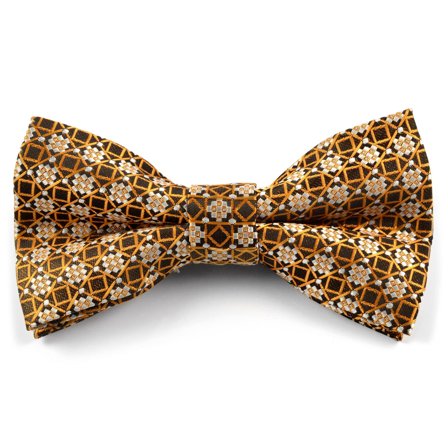 Laço Retro Castanho e Amarelo para homens - Laços pré-atados