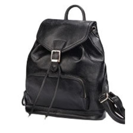 Kvinner lær håndveske første lag kuskinn ryggsekk Travel College Style Mote kvinners bag Black
