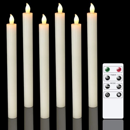 6-pak LED-lys med batteridrift, fjernbetjening og timer, ægte W