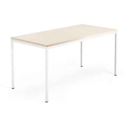 Tisch MODULUS, 1600x800 mm, Gestell weiß, Birke