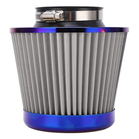 76 mm/3 tum Universal Klämma På Luftfilter Färgplätering Hög Flöde Tvättad Rund Konisk Luftrenare för Bil