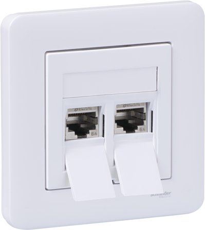 Schneider Electric WDE002437 Modulæruttak med heldekningsplate Rett, Datamaskin & surfing