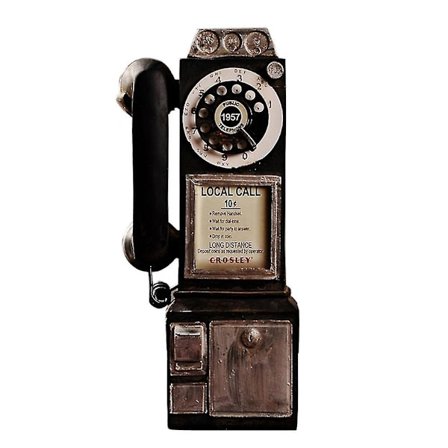 Vintage Roterande Klassisk Look Telefonmodell Retro Bås Heminredning Ornament-mxbc Svart