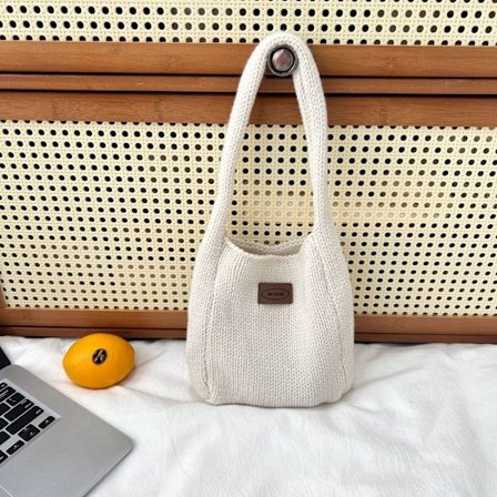 Håndvevde veske Ull strikke skuldervesker HVIT