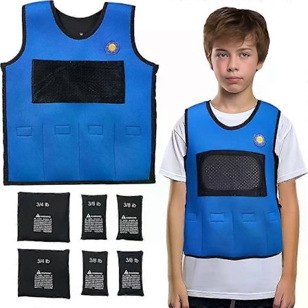 Vektvest for barn, justerbare vekter for barn, gir dyp trykkkomfort, kompresjonsvest for barn
