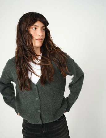 MOS MOSH Mmthora V-Neck Knit Cardigan - Green - S