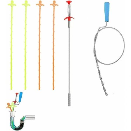 6-pak rengøringsmiddel til tilstoppede håndvaske, tilstoppede afløb, hårfanger rengøringsværktøj til at rense rør i køkken, badeværelse, badekar, 
