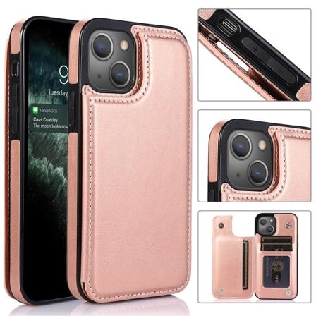iPhone 13 Mini - Smart Skal med Korthållare Roséguld