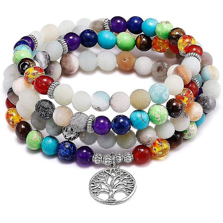 108 Mala Beads Wrap Armband Halsband - 8mm Naturlig Sodalit Stone Healing Gemstone For Ga Meditation Stretch Armband Smycken För Kvinnor Män