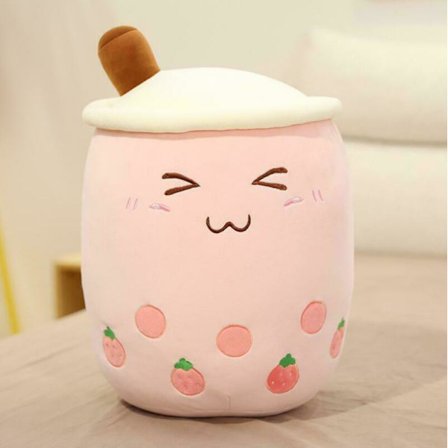 Bubble Tea Boba Kopper Squishmallow Blød Fin Gave Plyslegetøj Pink Lukkede Øjne Pink Lukkede Øjne{ad}