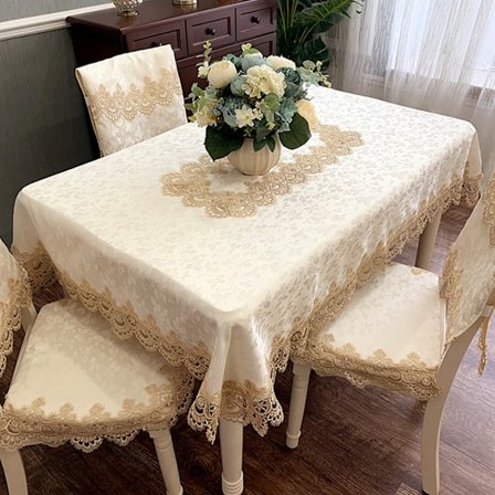 Stof Blomsterbroderet Blonder Dug Krølfri & Pletbestandig Stof Dug Borddække til Køkken Middag - champagne guld