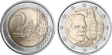 "Luxembourg 2008 - Henri og"Château de Berg" - 2 euro mønt"