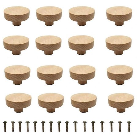 Skapknotter 20 Stykker Tre Skapknotter Tre Skaphåndtak Rund Naturlig Treknotter Treskuff