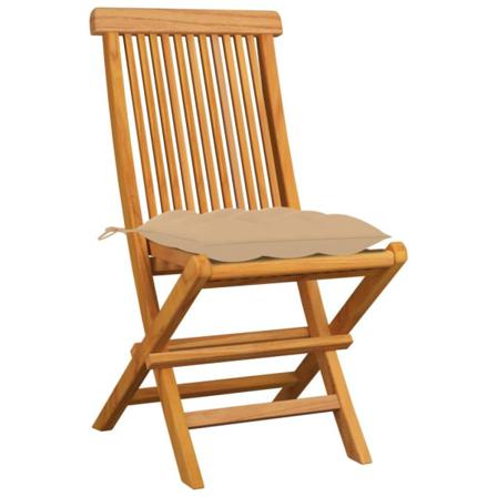 Vidaxl Trädgårdsstolar Med Beige Dynor 4 St Massiv Teak Beige