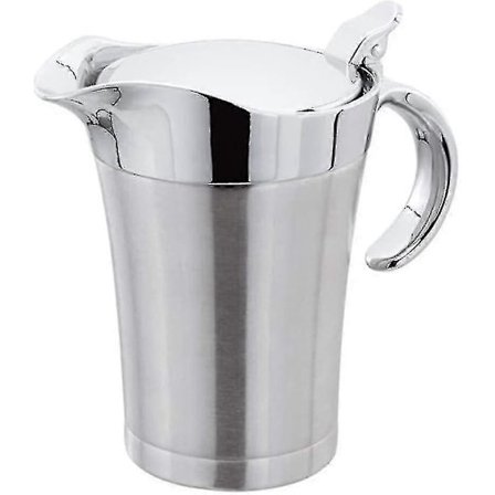 Dobbelt isolert sauskanne med hengslet lokk, perfekt rustfritt stål sausbåt (750 ml)