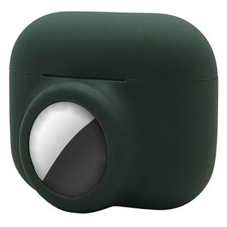 2-i-1 AirPods Pro / AirTags silikonfodral - Svartaktig Grön