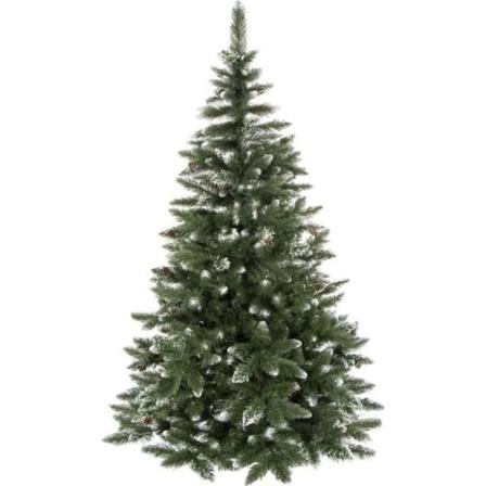 SPRINGOS Premium kunstigt juletræ 250 cm diamantfyr med kunstig sne og ægte kogler vinterlook Grön - Vit