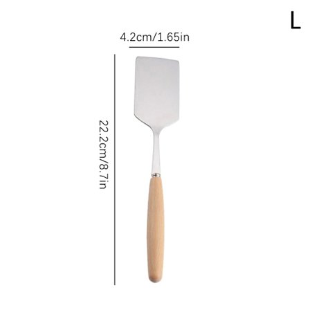 Rustfritt stål firkantet biff stekespade trehåndtak P