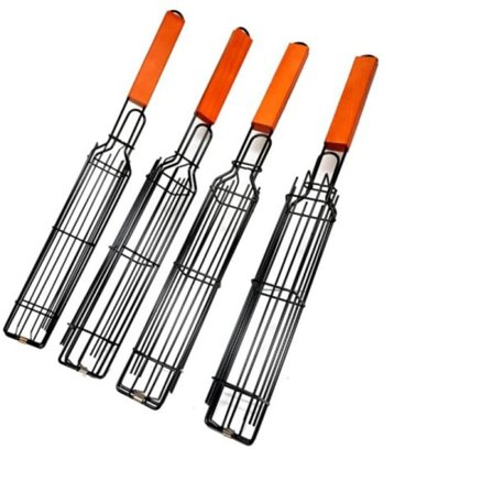 4kpl/set kannettava BBQ grilli kori ruostumaton teräs tarttumaton grilli grilli kori