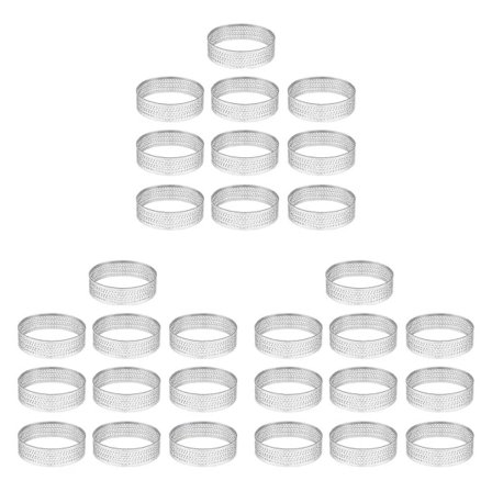 30 stk. 4,5 cm Runde Perforerede Sømløse Tærteringe Quiche Ring Tærteform Tærtering Med H