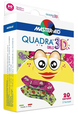 Master-Aid Cerotto Quadra 3D Girls 20 Pezzi Assortiti
