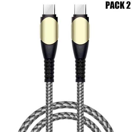 2x USB-C til USB-C-kabel 60W hurtigopladning til Xiaomi 12 Pro 12T 13 Ultra 11T Lite 11i Mi 11 Mi 10 - Gråforstærket nylon 1M
