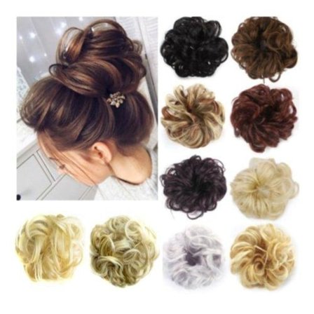 Snor med hårforlængelse / donut - Flere farver