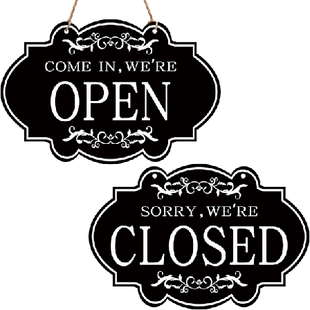 Forretningsskilt hængende skilt åbent og lukket