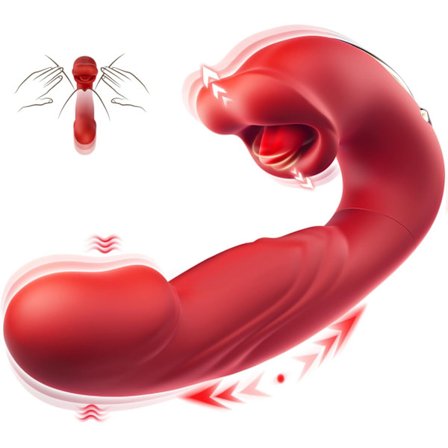 G Spot Vibrator Dildo - Stødende Vibrator Sexlegetøj til Kvinder med 7 Stødende & Vibrerende & Likkende Tilstande Tungelegetøj til Kvinder til 