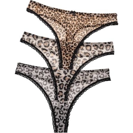 2025 Seneste Model Dame 3-pak Sexede Leopardprint G-strenge Blondekant Trusser Mesh Gennemsigtig G-streng Fræk Lav Talje Cheetah Undertøj