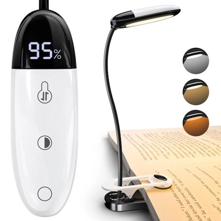 3 färger 5 ljusstyrka skärmar batteri ström uppladdningsbart mini LED läs ljus flexibel lätt klämma natt läs lampa i säng