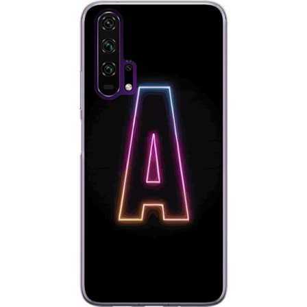 Kompatibelt Mobildeksel til Honor Honor 20 Pro Minimalistisk neonbokstav A i regnbuefarget lys mot svart bakgrunn i moderne typografisk stil