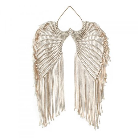 Boho enkelin siivet seinäkoriste, elegantti seinävaate pitkillä hapsuilla