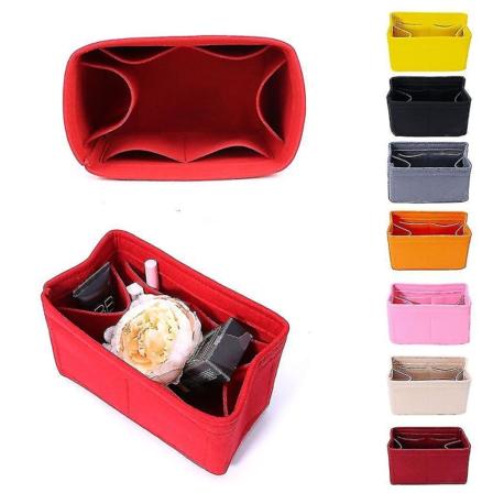 Filt Insatsväska Makeup Handväska Organizer Resor Innerväska Bärbara kosmetiska väskor Förvaringsväska