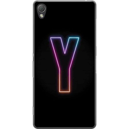 Kompatibel Mobilcover til Sony Sony Xperia Z3 Minimalistisk neonbogstav Y i farveskiftende lys mod sort baggrund